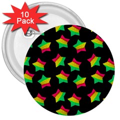 Ombre Glitter Pink Green Star Pat 3  Buttons (10 Pack)  by snowwhitegirl