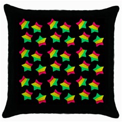 Ombre Glitter Pink Green Star Pat Throw Pillow Case (black) by snowwhitegirl