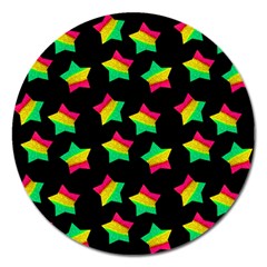 Ombre Glitter Pink Green Star Pat Magnet 5  (round) by snowwhitegirl