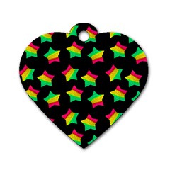 Ombre Glitter Pink Green Star Pat Dog Tag Heart (one Side) by snowwhitegirl