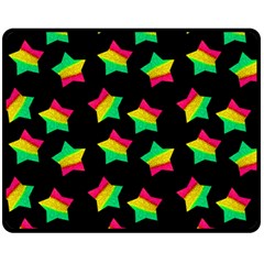 Ombre Glitter Pink Green Star Pat Fleece Blanket (medium)  by snowwhitegirl