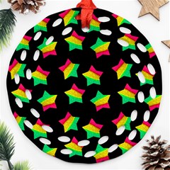 Ombre Glitter Pink Green Star Pat Round Filigree Ornament (two Sides) by snowwhitegirl