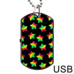 Ombre Glitter Pink Green Star Pat Dog Tag Usb Flash (one Side) by snowwhitegirl