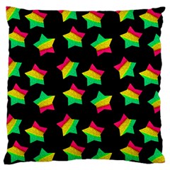 Ombre Glitter Pink Green Star Pat Large Cushion Case (one Side) by snowwhitegirl