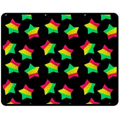 Ombre Glitter Pink Green Star Pat Double Sided Fleece Blanket (medium)  by snowwhitegirl