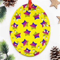 Ombre Glitter  Star Pattern Ornament (oval Filigree) by snowwhitegirl