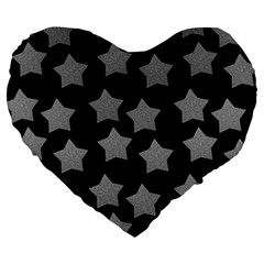 Silver Starr Black Large 19  Premium Heart Shape Cushions by snowwhitegirl