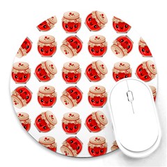 Kawaii Jam Jar Pattern Round Mousepads by snowwhitegirl