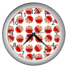 Kawaii Jam Jar Pattern Wall Clock (silver) by snowwhitegirl