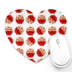 Kawaii Jam Jar Pattern Heart Mousepads by snowwhitegirl