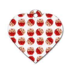 Kawaii Jam Jar Pattern Dog Tag Heart (two Sides) by snowwhitegirl