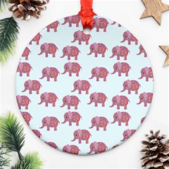 Pink Flower Elephant Ornament (round) by snowwhitegirl