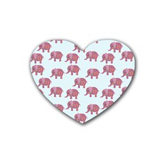 Pink Flower Elephant Rubber Coaster (heart)  by snowwhitegirl