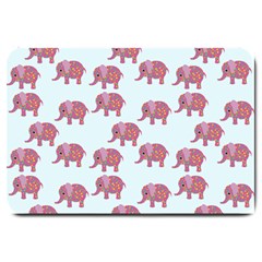 Pink Flower Elephant Large Doormat  by snowwhitegirl