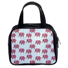 Pink Flower Elephant Classic Handbag (two Sides) by snowwhitegirl