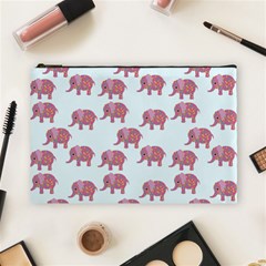 Pink Flower Elephant Cosmetic Bag (large) by snowwhitegirl