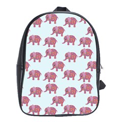 Pink Flower Elephant School Bag (large) by snowwhitegirl