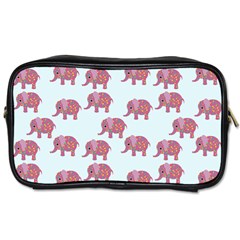 Pink Flower Elephant Toiletries Bag (two Sides) by snowwhitegirl