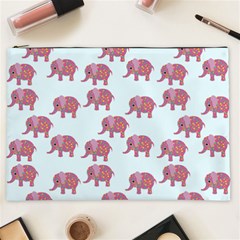 Pink Flower Elephant Cosmetic Bag (xxl) by snowwhitegirl