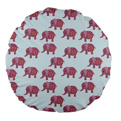 Pink Flower Elephant Large 18  Premium Round Cushions by snowwhitegirl