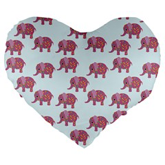 Pink Flower Elephant Large 19  Premium Heart Shape Cushions by snowwhitegirl