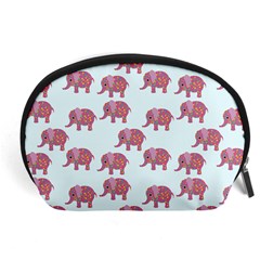 Pink Flower Elephant Accessory Pouch (large) by snowwhitegirl