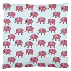 Pink Flower Elephant Large Flano Cushion Case (one Side) by snowwhitegirl