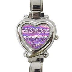 Abstract Pastel Pink Blue Heart Italian Charm Watch by snowwhitegirl