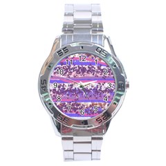 Abstract Pastel Pink Blue Stainless Steel Analogue Watch by snowwhitegirl