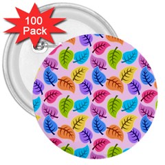 Colorful Leaves 3  Buttons (100 Pack)  by snowwhitegirl