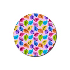 Colorful Leaves Rubber Round Coaster (4 Pack)  by snowwhitegirl