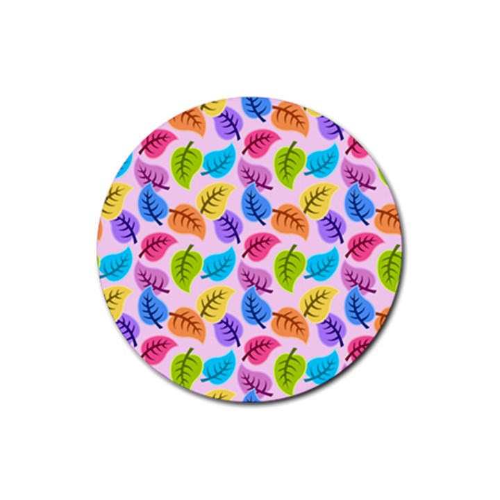 Colorful Leaves Rubber Round Coaster (4 pack) 