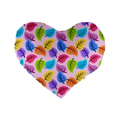 Colorful Leaves Standard 16  Premium Heart Shape Cushions by snowwhitegirl