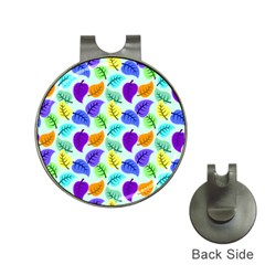 Colorful Leaves Blue Hat Clips With Golf Markers by snowwhitegirl