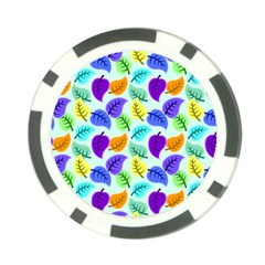 Colorful Leaves Blue Poker Chip Card Guard by snowwhitegirl