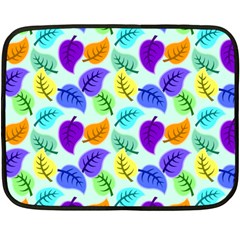 Colorful Leaves Blue Fleece Blanket (mini) by snowwhitegirl