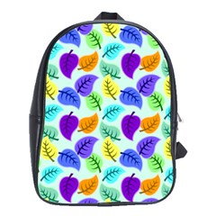 Colorful Leaves Blue School Bag (large) by snowwhitegirl