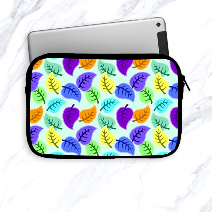 Colorful Leaves Blue Apple iPad Mini Zipper Cases