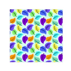 Colorful Leaves Blue Small Satin Scarf (square) by snowwhitegirl