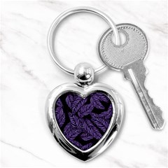 Tropical Leaves Purple Key Chains (heart)  by snowwhitegirl