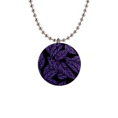 Tropical Leaves Purple 1  Button Necklace by snowwhitegirl