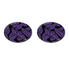 Tropical Leaves Purple Cufflinks (oval) by snowwhitegirl