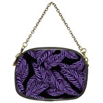 Tropical Leaves Purple Chain Purse (One Side) Front