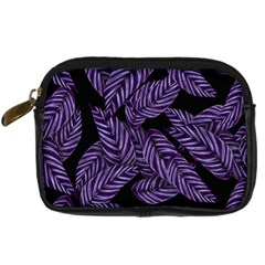 Tropical Leaves Purple Digital Camera Leather Case by snowwhitegirl