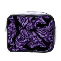 Tropical Leaves Purple Mini Toiletries Bag (one Side) by snowwhitegirl