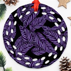 Tropical Leaves Purple Round Filigree Ornament (two Sides) by snowwhitegirl