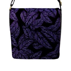 Tropical Leaves Purple Flap Closure Messenger Bag (l) by snowwhitegirl