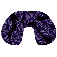 Tropical Leaves Purple Travel Neck Pillows by snowwhitegirl