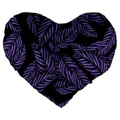 Tropical Leaves Purple Large 19  Premium Flano Heart Shape Cushions by snowwhitegirl