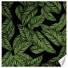 Tropical Leaves On Black Canvas 12  X 12  by snowwhitegirl